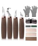 11PCS Wood Carving Tools Kit with Black Walnut Handle Knife, Whittling Knife, Hook Knife, Sharpening Stone, Gloves - Ideal for Beginners - Buy Online on GoSupps.com