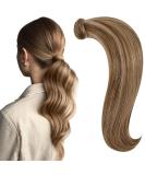 Runatur Real Hair Ponytail Extensions - Brown & Blonde Highlights 55cm Straight 80g Smooth Braid #10P16 - Buy Online on GoSupps.com
