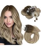 Moresoo Microring Extensions - Real Hair Loop Extensions 35cm Ombre Dark to Light Brown 50 Pieces 1g Remy Cold Fusion #3/8/25 cm - Buy Online on GoSupps.com