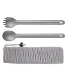 OUTXE Titanium Long Handle Spork and Spoon, 8.7-Inch Soup Spoon, Camping Spork and Spoon, Eco-Friendly Coffee Spoon, Spork and Spoon Set #1 Titanium - Buy Online on GoSupps.com