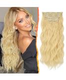 BARSDAR Clip In Extensions - 5 PCs Long Wavy Butter Blonde Synthetic Hair | Thick & Soft 45 cm for Women & Girls - Buy Online on GoSupps.com