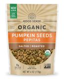 Good Sense Roasted & Salted Organic Pumpkin Seeds (Pepitas), Non-GMO & All Natural, 6 Ounce Resealable Bag Salted,Roasted - Buy Online on GoSupps.com