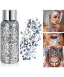 Glitzer face body glitter gel mermaid glitter make -up festival glitter face gel make -up carnival glitter for festival music festivals party masquerade body/face/hair/lips (silver) silver 1 pack - Buy Online on GoSupps.com