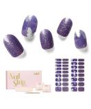 NAILOG Semi Cured Gel Nail Strips 34 pcs Salon-Quality Gel Nail Stickers Long Lasting Nail Wraps for Women with Soft Gel Finish Vintage Print & Silver Glitter (Reflection) - Buy Online on GoSupps.com
