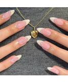 Justotry 24 Pcs Pearls Short False Nails Stiletto Beige French Press On with Diamante - Nail Art for Women - Buy Online on GoSupps.com