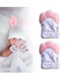 Silicone Baby Gloves & Teething Ring Pack - Washable Pain Relief for Newborns - Pink - Buy Online on GoSupps.com