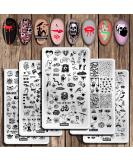 Halloween Nail Art Stamping Plates Set - 5pcs Spider Ghost Pumpkin Bat Design, Stainless Steel Manicure Print Tool for Gel Polish - Festive Nail Stamping Kit - Buy Online on GoSupps.com