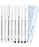 8 Piece Microblading Marker Pen Set with Paper Ruler | Eyebrow Permanent Makeup Tools in White and Purple Single-Head - Buy Online on GoSupps.com