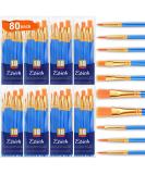 ESRICH Acrylic Paint Brushes Set | 80 Pcs Nylon Brush Head | for Acrylic Oil Watercolor | Art Painting Kit | Ideal Gift for Kids & Adults - Buy Online on GoSupps.com