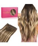 40cm 80g Balayage Chocolate Brown to Caramel Blonde Real Hair Extensions | Sew In Tresses Weft - Premium Quality - Buy Online on GoSupps.com
