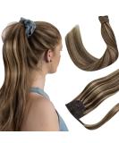 Hetto Brown Real Hair Braid Extensions - Remy Ponytail Wrap Around Extensions #4/27 - Dark Brown & Red Blonde - 70g 35cm - Buy Online on GoSupps.com