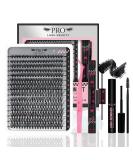 PRO DIY Lash Extension Kit 300 Pcs Lash Clusters D Curl Mix Eyelash Clusters Individual Lashes Kit Lash Bond And Seal Lash Remover Eyelash Brush Lash Tweezer Self Apply At Home(30D-9-16mix Kit) 9-16 mix 30D-D Kit - Buy Online on GoSupps.com