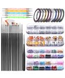 Teenitor Nail Art Brush Kit with Designer Tools, Glitter, Foil Flakes, Tape Strips & Rhinestones - Buy Online on GoSupps.com
