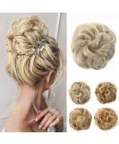 JJstar Messy Hair Bun Curly Wavy Hair Scrunchies Accessories Pieces for Women Girls Synthetic Hair Chignons (Pale Ash Blonde) - Buy Online on GoSupps.com