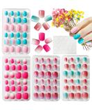 Kalolary Children s Press-On Nails - Gradient Color Fake Nails Set with Glue for Girls - 4 Boxes Short Faux Nail Tips - Buy Online on GoSupps.com