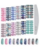Marble Nail Art Polish Stickers - Self-Adhesive Full Wrap Strips | 12 Sheets Decals with Nail File for Women and Girls - Buy Online on GoSupps.com
