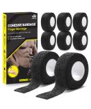 Anjocare Self-Adhesive Bandage Wrap - 8 Pack Cohesive & Breathable First Aid for Sports Injuries Wrist Sprains & Pet Care (2.5cm x 4.5m) - Black - Buy Online on GoSupps.com