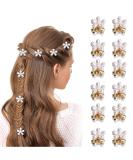 12 Pcs Mini Pearl Flower Hair Clips for Women Girls - Wedding Dance Claw Clips - Buy Online on GoSupps.com