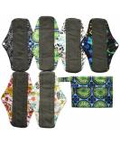 7pcs Set Mini Wet Bag + 6pcs 10 Inch Charcoal Bamboo Mama Cloth Pads (Peacock) - Buy Online on GoSupps.com