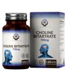 High Strength Choline Supplement - 700mg Choline Bitartrate | 120 Capsules | Non-GMO | Gluten & Allergen-Free | Made in UK - Buy Online on GoSupps.com
