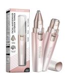 Facial Hair Remover & Eyebrow Trimmer - Portable Rechargeable 2-in-1 Electric Shaver for Women | Painless Hair Removal Device with Light (Gradient Pink - Buy Online on GoSupps.com