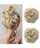 JJstar 2PCS Curly Fake Hair Bun Set - Pale Ash Blonde | High Heat Resistant Synthetic Fiber Scrunchies for Women & Girls - Buy Online on GoSupps.com