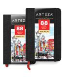 Arteza Small Sketch Book 3.5x5.5 Inches - Pack of 2 | 88-Page Drawing Pad with 118lb Paper, Bookmark Ribbon, Inner Pocket, Elastic Strap | Pocket Sketch Pads for Dry Media - 2 Pack - Buy Online on GoSupps.com
