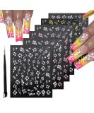 3D Hibiscus Flower Nail Stickers | Self-Adhesive Nail Decals - Elegant Floral Designs for Women & Girls - Tropical Leaf Art Supplies (6 Sheets - Buy Online on GoSupps.com