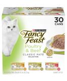 Purina Fancy Feast Grain Free Pate Wet Cat Food Variety Pack - Poultry & Beef Collection - 30 Cans - 3 oz - Buy Online on GoSupps.com