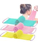 3-Piece African Bath Sponge Set - Exfoliating Body Scrubbers for Men & Women - Daily Skin Smoother - Pink Green Yellow - Buy Online on GoSupps.com