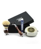 5Pc Men's Grooming & Shaving Kit - 3 Edge Razor Silver Tip Badger Hair Brush Bowl Soap & Alum - Perfect Gift Set for Men - Buy Online on GoSupps.com