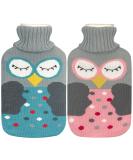 2L Cartoon Owl Blue and Pink Owl Hot Water Bottle with Cover - Foot Bed Warmer for Pain Relief and Hot Cold Therapy - 2 Pack - Buy Online on GoSupps.com