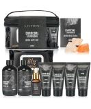 Men's Spa Gift Set for Father's Day - 10Pcs Charcoal Cedarwood Spa Kit with Jojoba Oil, Aftershave Balm, Shave Gel & More - Gift Basket for Dad - Buy Online on GoSupps.com