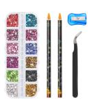 Subay 2500Pcs Nail Art Rhinestones Kit - 12 Colors, 3 Size Gems & Crystals in Storage Organizer Box - Tweezer, 2 Wax Pencils - Multicolor Rhinestones Set - Buy Online on GoSupps.com