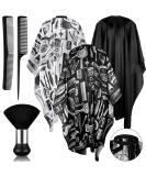 6-Piece Salon Barber Capes Set with Adjustable Snap Closure, Neck Duster Brush, and Combs - Color Set 1 - Buy Online on GoSupps.com