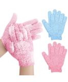 Sibba 2 Pair Exfoliating Bath Gloves - Natural Loofah Shower Wash Gloves for Body & Face Dead Skin Remover - Double Sided Microfiber for Adults & Kids (Pink & Blue - Buy Online on GoSupps.com