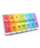 Medical Pill Box Organizer - Weekly Large Case with AM/PM Reminder - 14 Compartments Easy Open Design for Vitamins & Medication - Buy Online on GoSupps.com