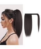 FESHFEN Straight Ponytail Extension | Natural Long Ponytail Hairpiece Medium Brown 12 | Clip in Synthetic Wrap Around Ponytail for Women Girls - Buy Online on GoSupps.com