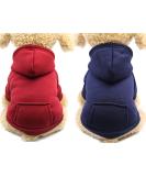 SATINIOR Winter Dog Hoodie - 2 Pack Small Dog Sweatshirts with Pocket, Warm Cotton Coat for Dogs, Puppy Costume (M) Dark Blue/Wine Red - Buy Online on GoSupps.com
