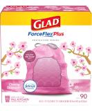 GLAD ForceFlex Plus Drawstring 13 Gallon Cherry Blossom Odor Shield Pink Trash Bags - 90 Count - Buy Online on GoSupps.com