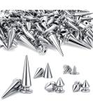 OIIKI 500PCS Silver ABS Bullet Spike Cone Studs - Assorted Sizes Screwback Rivets for DIY Crafts and Clothing Decoration - Buy Online on GoSupps.com
