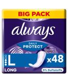 Always Dailies Protect Panty Liners for Women - Long (48 Pads) Unscented Breathable & Flexible - Big Pack - Buy Online on GoSupps.com