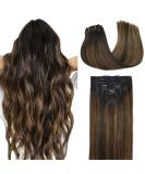 Doores Clip-In Hair Extensions: 50cm Balayage Dark Brown to Chestnut Brown - 120g Remy Real Hair | 7 Pieces Natural Look - Buy Online on GoSupps.com