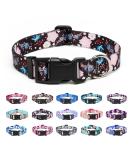 Suredoo Adjustable Dog Collar - Soft Nylon for Small to Large Dogs - Light Pink Flower (Neck 38-63 cm Width 2.5 cm) - Buy Online on GoSupps.com