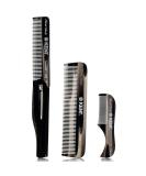 Kent Graphite Beard Combs Set - 3 Piece Beard Care Kit for Men, Travel and Home Use - Buy Online on GoSupps.com