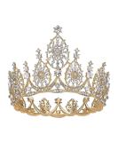AW BRIDAL Baroque Queen Crown - Crystal Gold Tiara for Wedding, Birthday, Quinceanera - Gold 5 - Buy Online on GoSupps.com