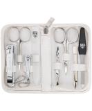 Premium 8-Piece Manicure Set 'Roma' Three Swords | Luxury Nail Care in White Real Leather Case - Buy Online on GoSupps.com