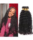 10A Brazilian Deep Wave Human Hair Bundles - 18 20 22 Inch | 100% Virgin Unprocessed Hair - Natural Black Wet and Wavy 3 Bundles - Buy Online on GoSupps.com
