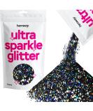 Hemway Chunky Glitter Ultra-Sparkle Black Holographic 100g - Cosmetic Safe 0.025 (0.6mm) for Crafting & DIY Projects - Buy Online on GoSupps.com