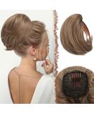Feshfen Short Hair Part Dutt with Comb | Synthetic Hair Extensions - Light Brown & Natural Blonde Chignon for Women - Buy Online on GoSupps.com